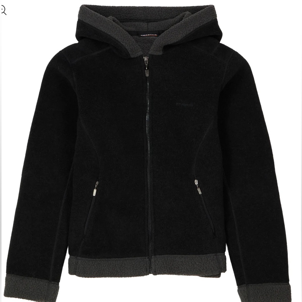 Patagonia Vintage Synchilla Arctic Fleece Hoodie Jacket Black Gray Size M